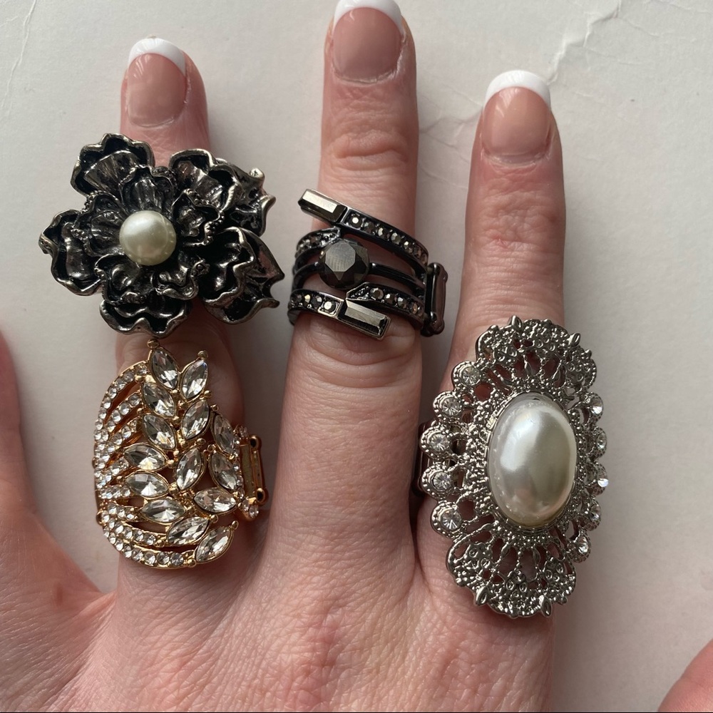 Set of 4 Chunky Stretchy Statement Rings
